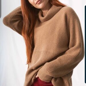 United by Blue tan brown Cashmere Turtleneck sweater pullover oversized medium